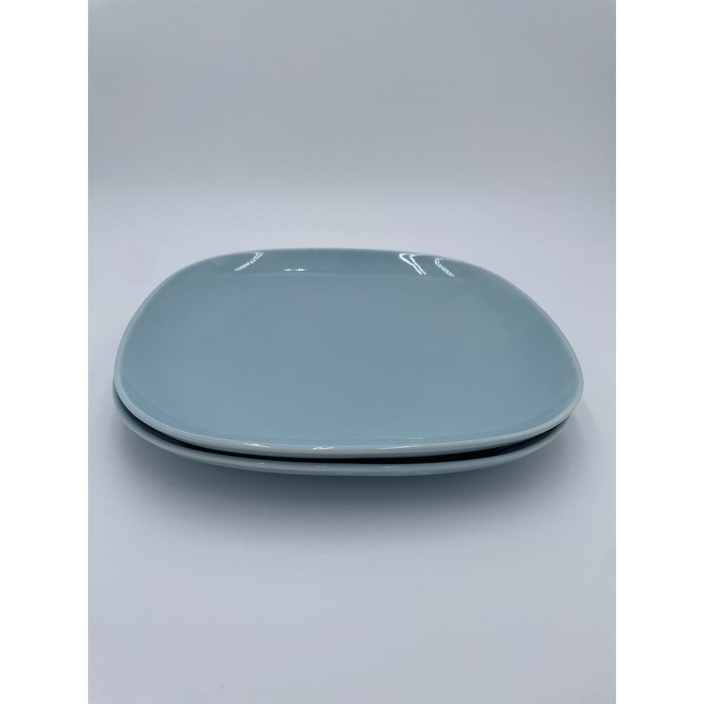 Set of 2 IKEA 365+ SUSAN PRYKE TURQUOISE BLUE SQUARE 9 3/4" DINNER PLATES